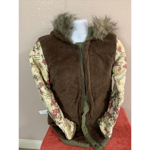 ARMY SHELTER MAD YOUR FAME DOWN Jacket  Faux Fur Parka Coat SMALL sz GREEN - Picture 12 of 12